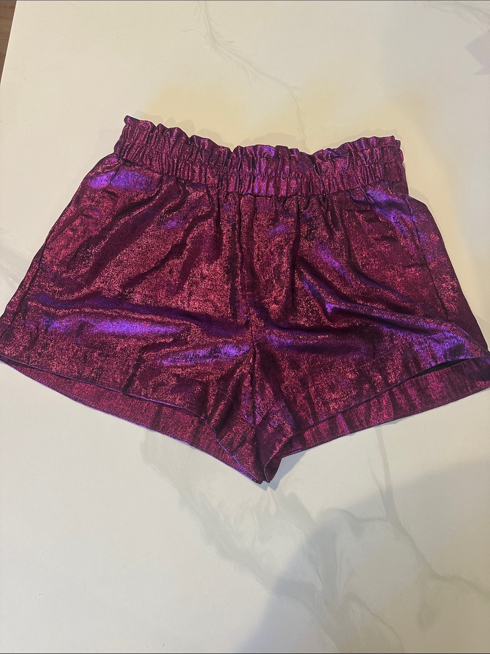a new day Metallic Plum High-Waist Elastic Waistband Athletic Shorts